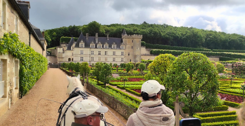 En calèche pour les "Rendez-vous aux Jardins" à Villandry