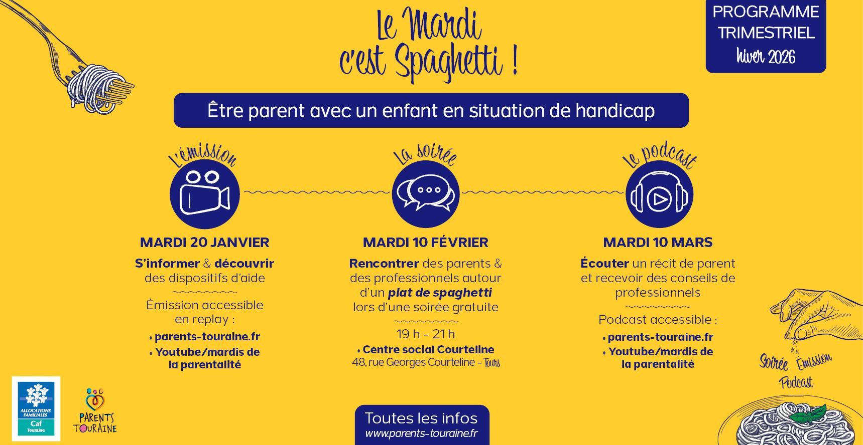 Soirée conviviale "Mardi Spaghetti" organisée par la Caf Touraine sur le thème « Être parent avec un enfant en situation de handicap » 