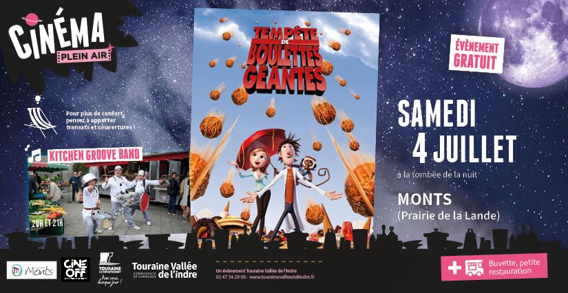 Ciné plein air "Tempête de boulettes géantes" en famille, à Monts en Touraine Vallée de l'Indre 