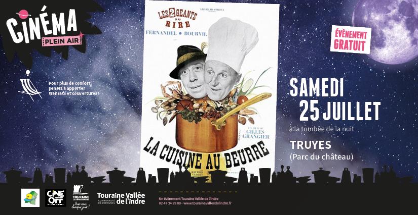Ciné plein air "La Cuisine au beurre" en famille, à Truyes en Touraine Vallée de l'Indre