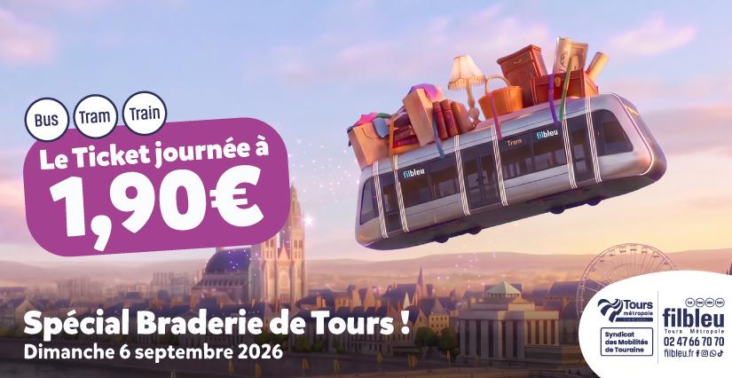  Tarif unique de 1,9€ la journée pour la Braderie de Tours le dimanche 6 septembre